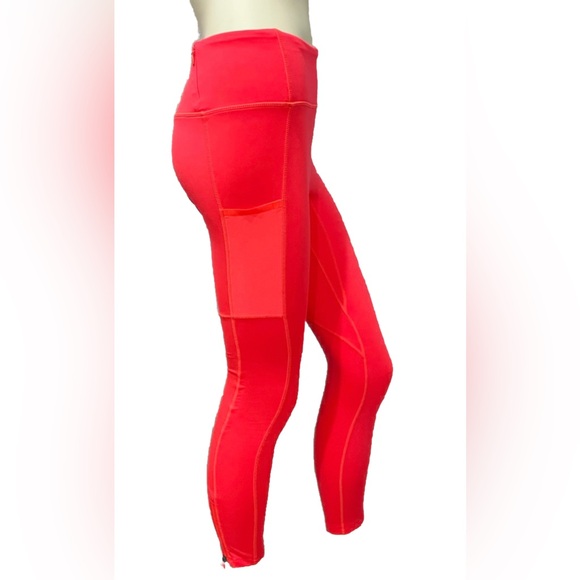 Fabletics Trinity Motion365® HW Utility Legging Women’s M Hot Orange Ankle Zip - Picture 1 of 14